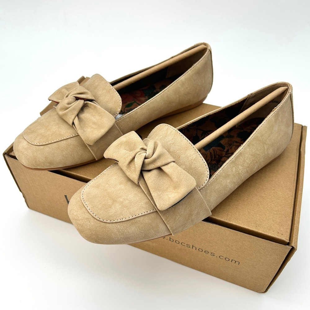 Womens Loafers b.o.c. Born Concept Paisley Size 9 Beige Nubuck Leather NEW - Picture 5 of 7